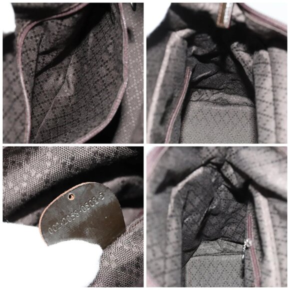 GUCCI Bamboo Hand Bag Nylon 2way Brown Silver - Picture 15 of 16